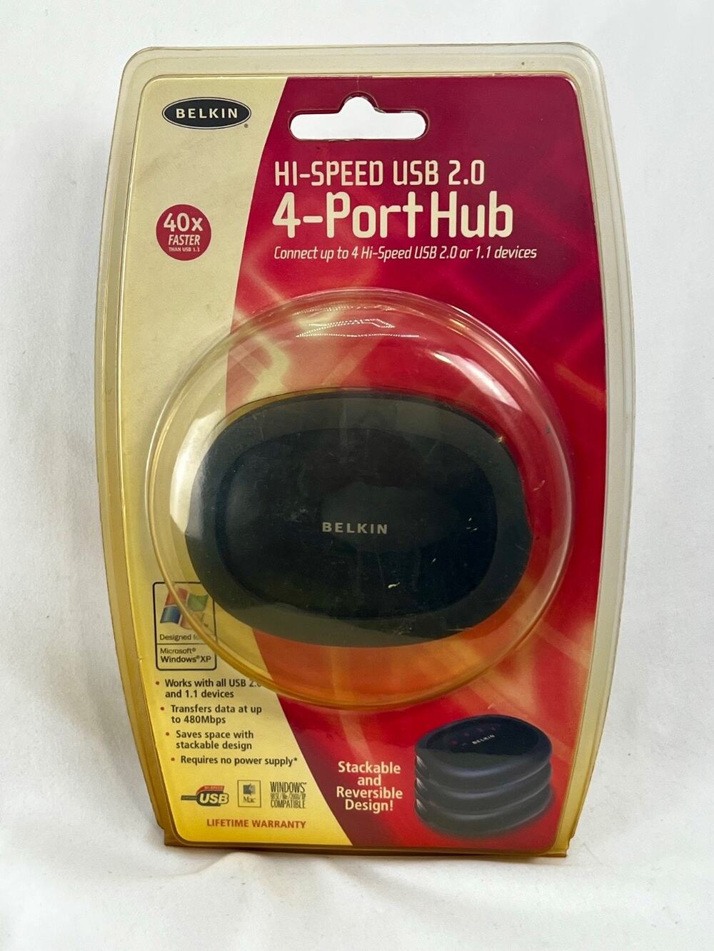 Vintage Belkin Hi-Speed USB 2.0 4-Port Hub F5U224 New Sealed Win XP Mac CompUSA